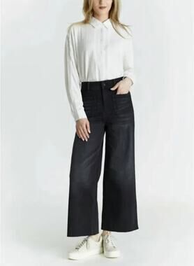 OAT New York Black Cotton Blend Wide Leg Jeans 27